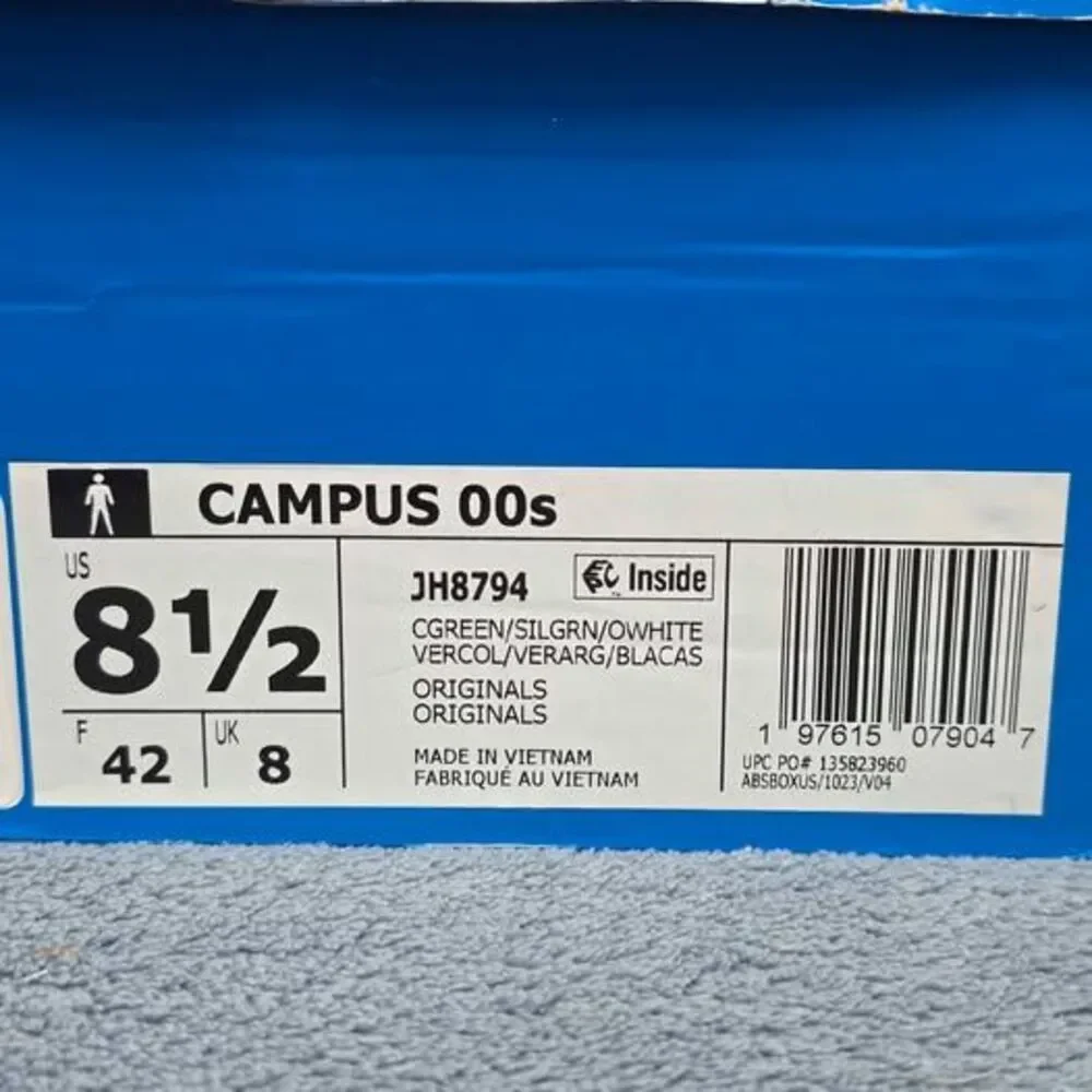 Adidas Campus 00s Green Sneakers Mens Size 8.5 or Womens Size 9.5